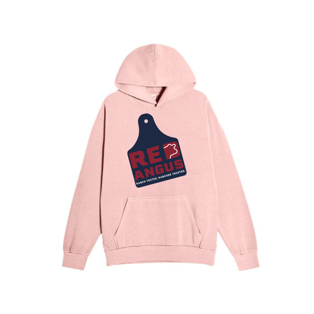 Red Angus: Light Pink Hooded Sweatshirt