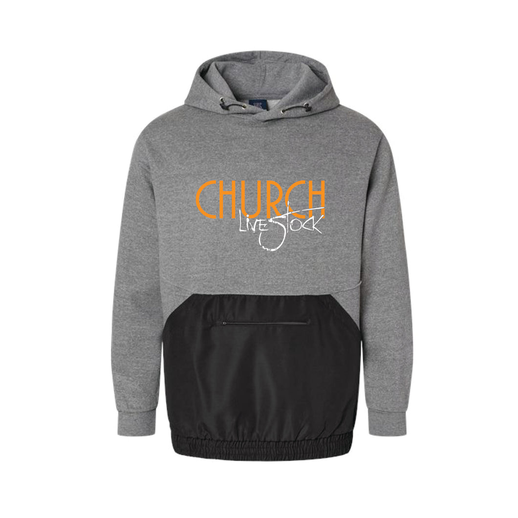 Church: Graphite/Black Mixed Media Hoodie