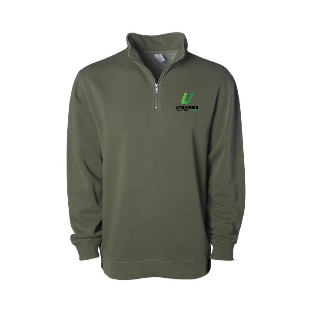 Umbarger: Army Green Quarter Zip Pullover