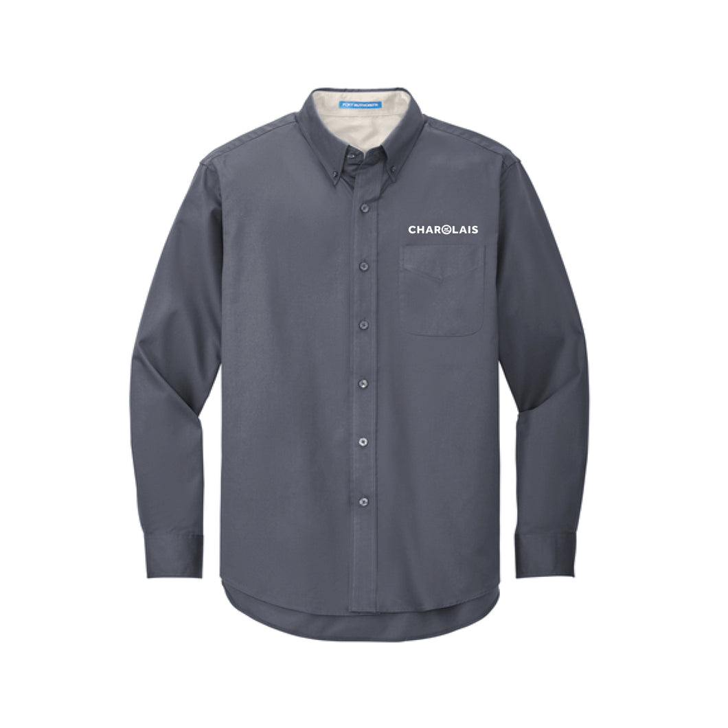 CHAR: Grey Long Sleeve Button Down Shirt