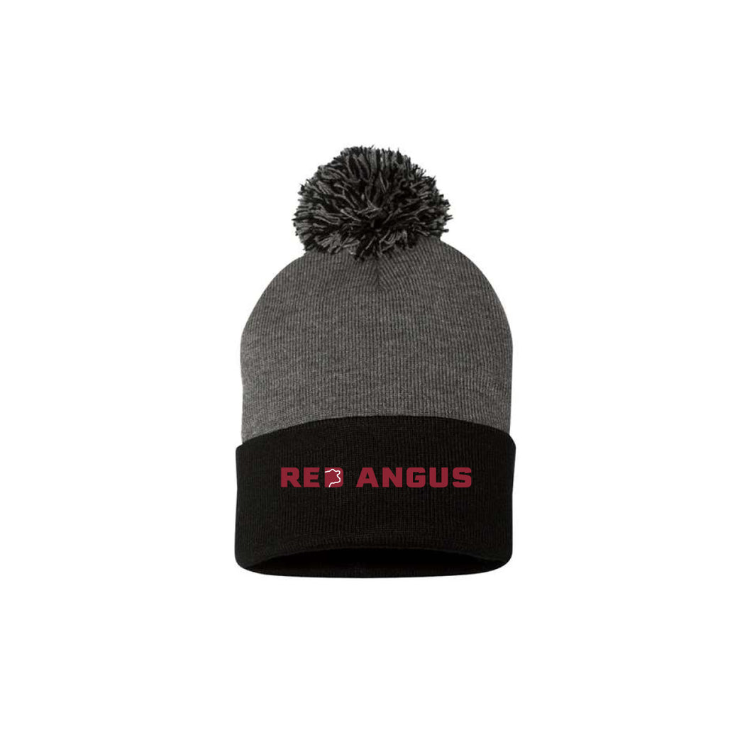 Red Angus: Pom-Pom Cuffed Beanie