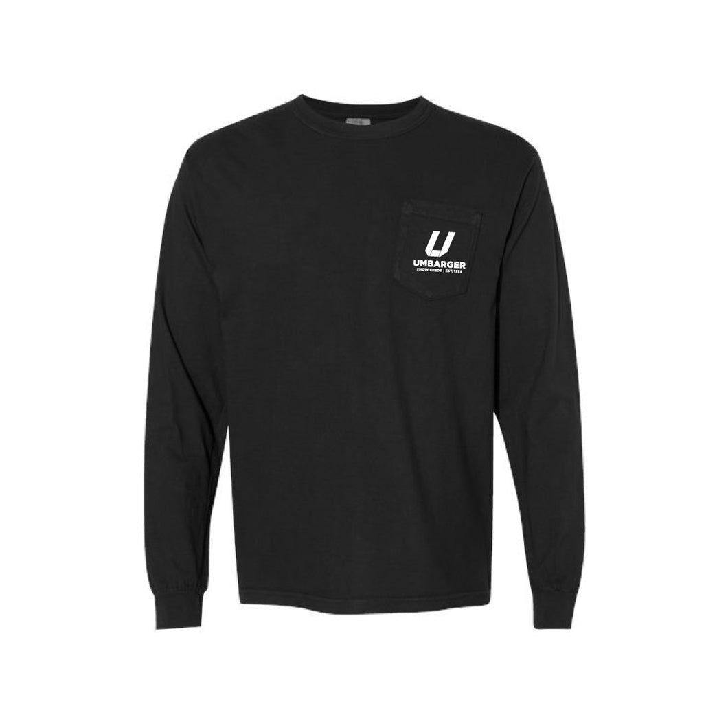 Umbarger: Comfort Colors Pocket Long Sleeve- Black