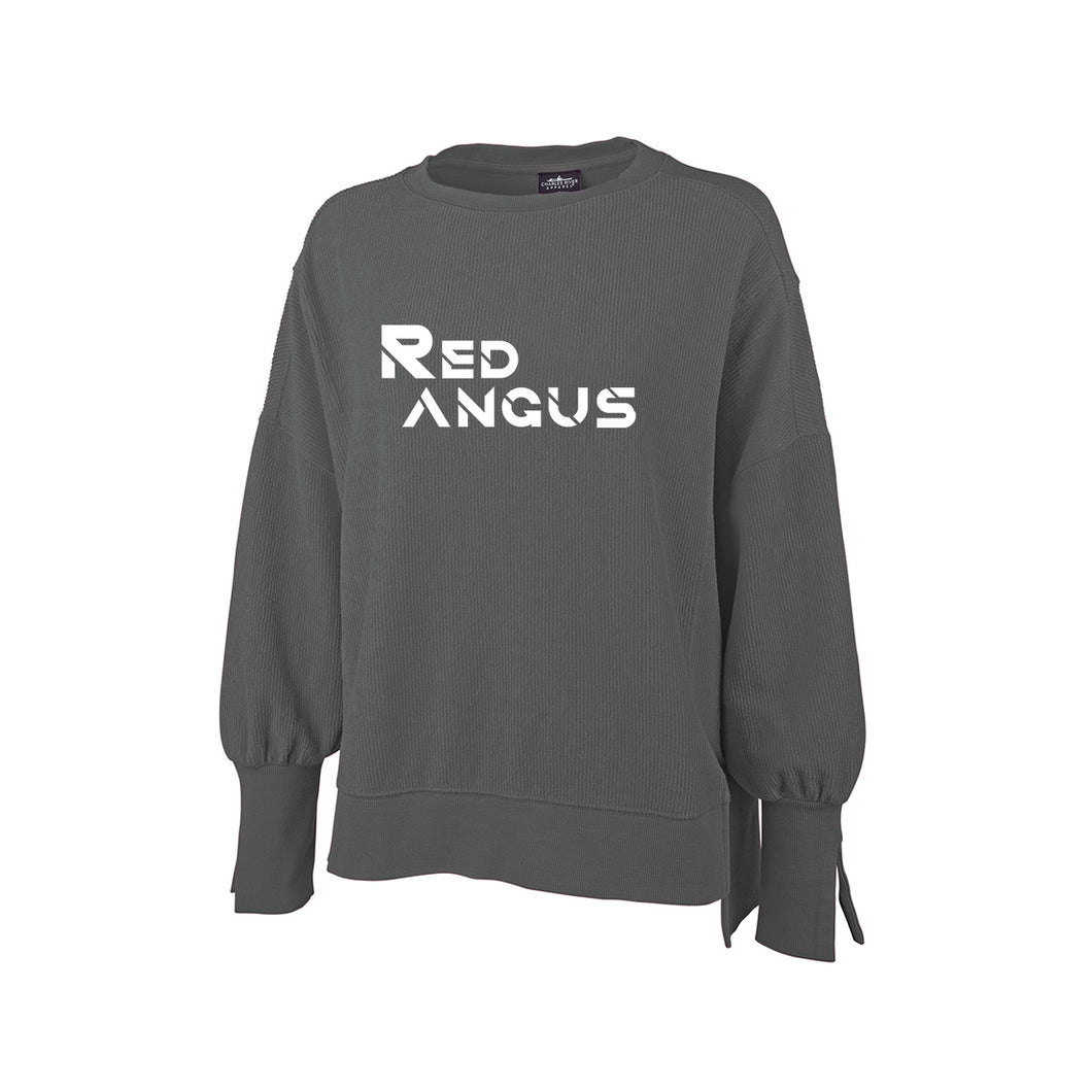 Red Angus: Grey Spliced Crewneck Sweatshirt