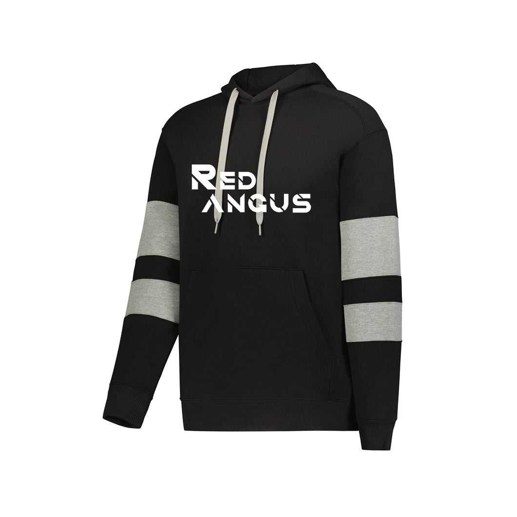 Red Angus: Striped Sleeve Hoodie