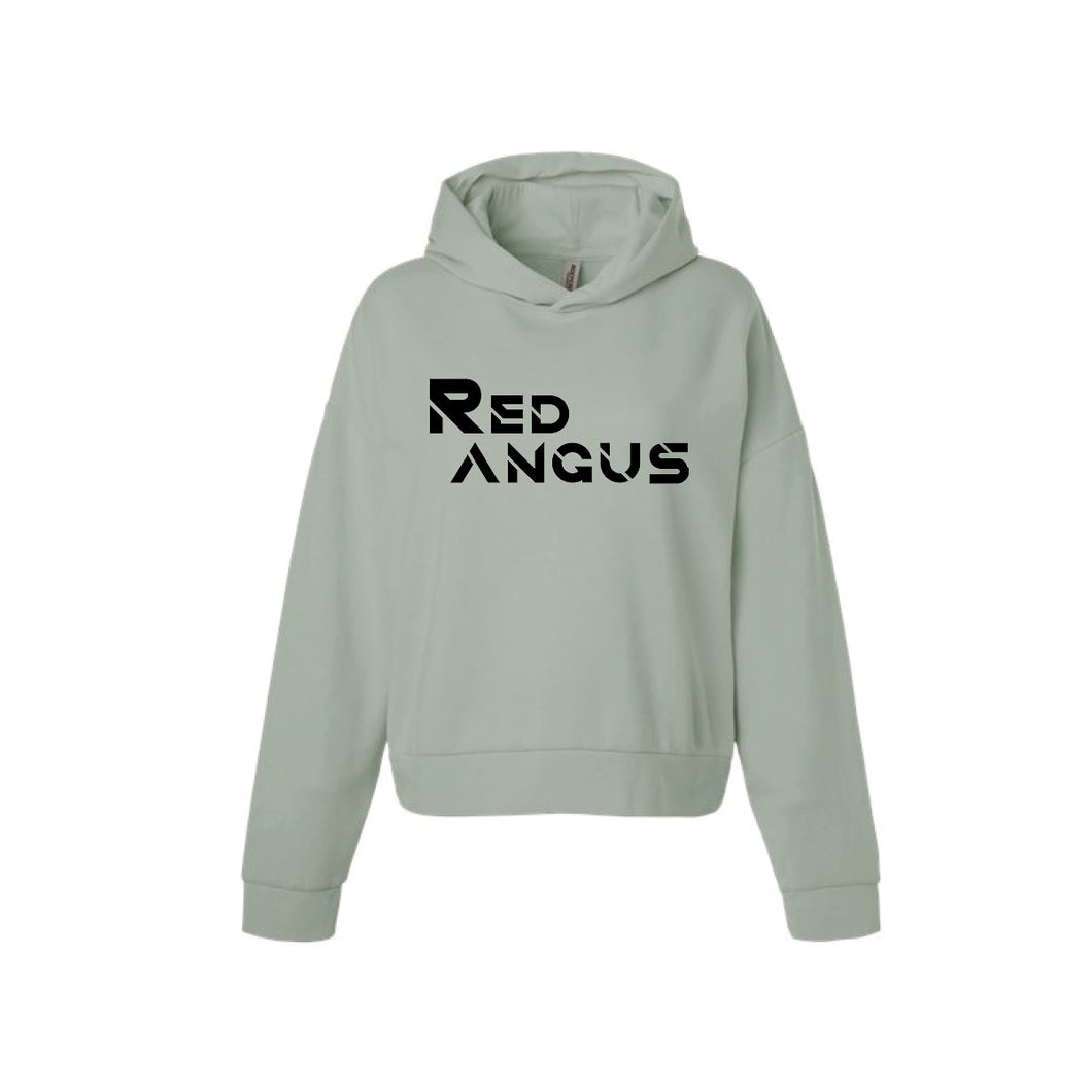 Red Angus: Women's Olive Hooded Sweatshirt