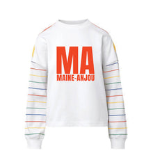 Load image into Gallery viewer, Maine: Women's Rainbow Striped Crewneck
