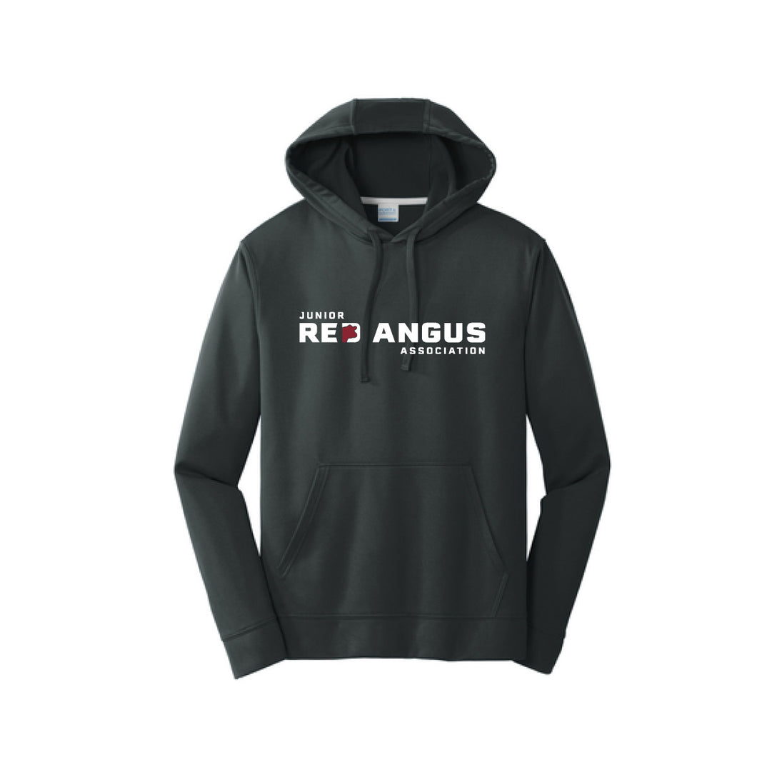 Red Angus: Black Performance Hoodie with JRA Logo