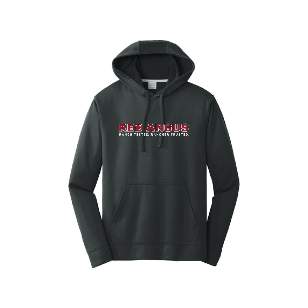 Red Angus: Black Performance Hoodie with RAAA Logo