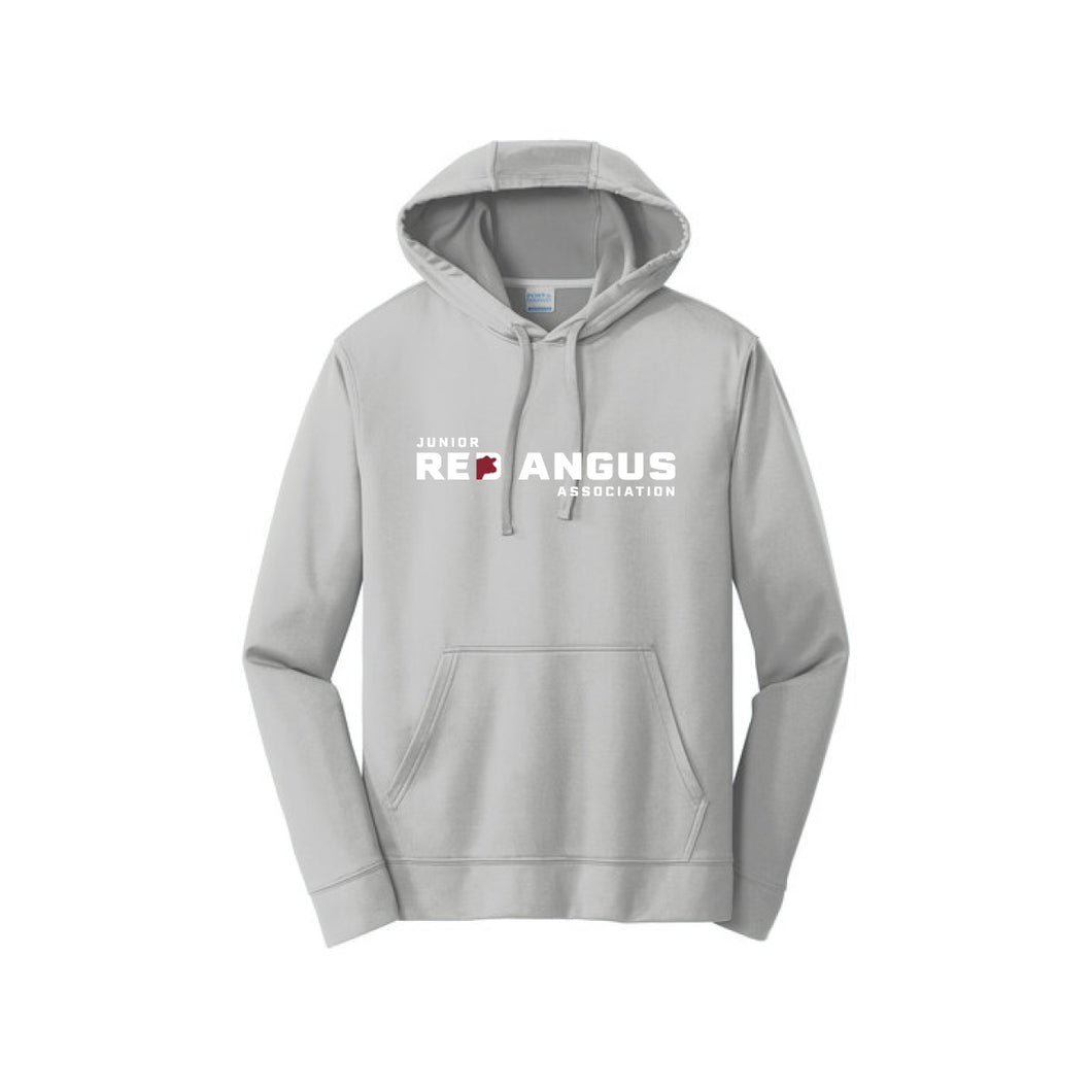 Red Angus: Silver Performance Hoodie with JRA Logo