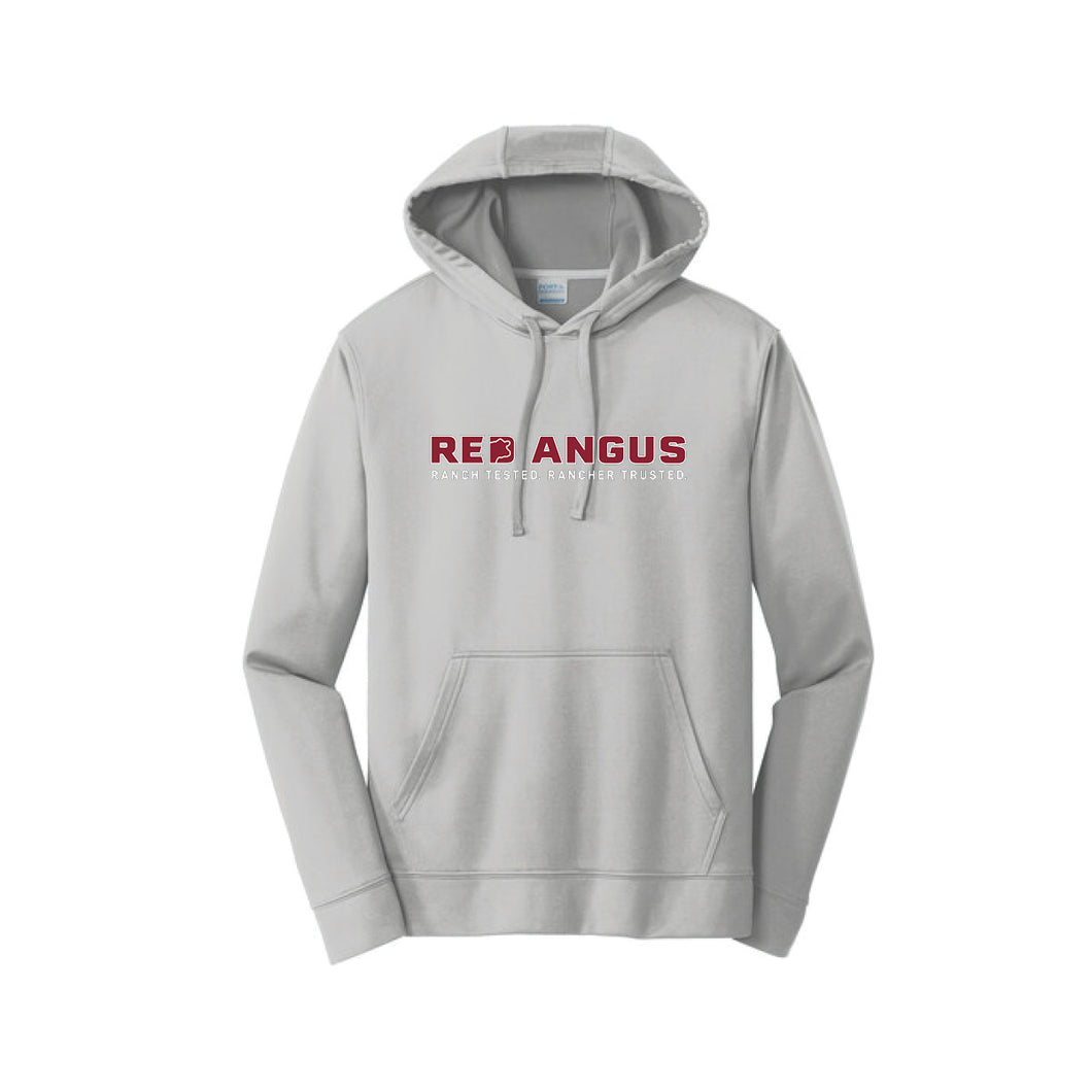 Red Angus: Silver Performance Hoodie with RAAA Logo