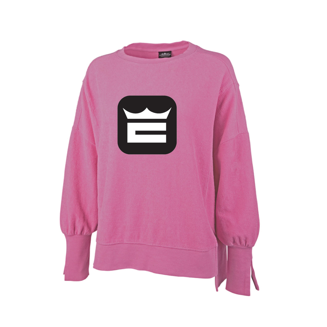 The Exclusive: Women's Pink Crewneck Sweatshirt with Applique Decoration